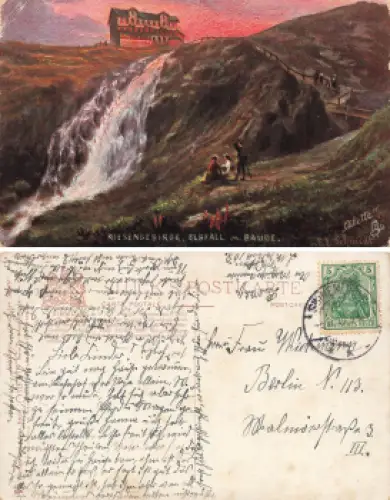 Elbfallbaude Riesengebirge Schlesien Künstlerkarte Tucks Oilette o um 1910
