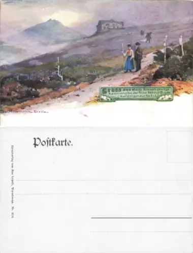 Riesengebirge Prinz Heinrich Baude Künstlerkarte Paul Neumann *um 1900