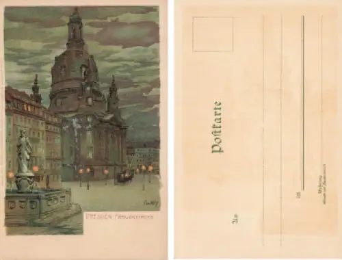 Dresden Frauenkirche Künstlerkarte Paul Hey * um 1900