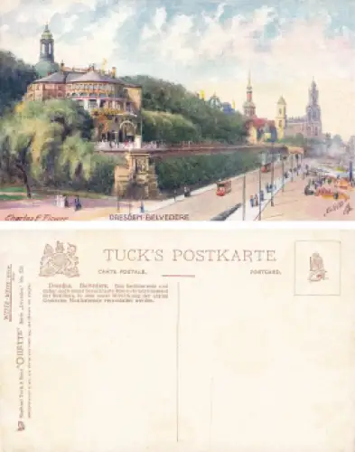 Dresden Belvedere Tucks Oilette Künstlerkarte Charles E. Flower * um 1910