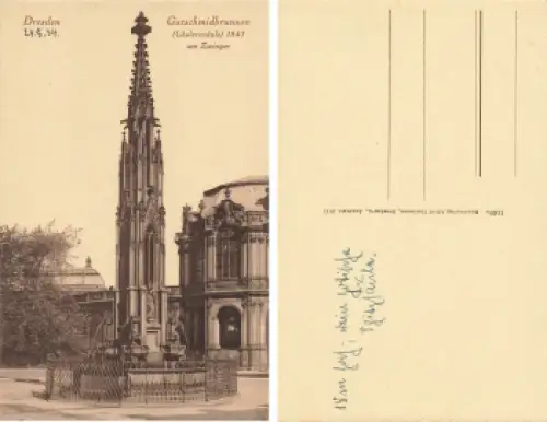 Dresden Gutschmidbrunnen am Zwinger *1934