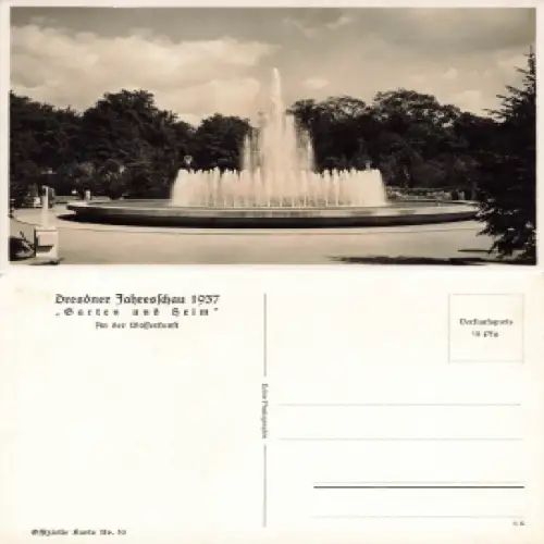Dresden Jahresschau 1937 "Garten und Heim" Offizielle Karte Nr. 55 An der Wasserkunst