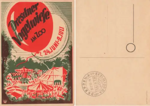 Dresdner Vogelwiese mit Sonderstempel 1950