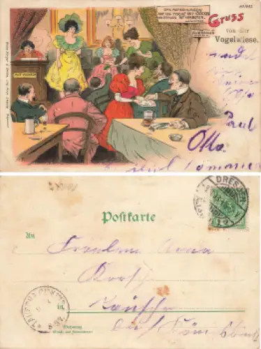 Dresdner Gruss von der Vogelwiese Litho o 1898