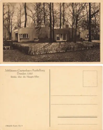 Dresden Jubiläums Gartenbau Ausstellung 1926 Offizielle Karte No. 8 Brücke über die Haupt Allee