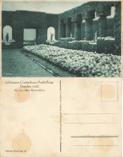Dresden Jubiläums Gartenbau Ausstellung 1926 Offizielle Karte No. 16 erste Blumenschau