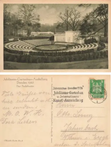 Dresden Jubiläums Gartenbau Ausstellung 1926 Offizielle Karte No. 5 Parktheater