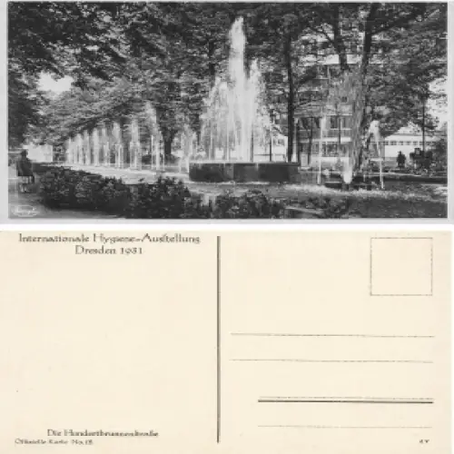 Dresden Internationale Hygiene Ausstellung 1931Offizielle Karte No.12 Hundertbrunnenstrasse