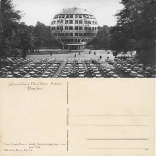 Dresden Jahresschau Deutscher Arbeit Kugelhaus *1927 Offizielle Karte No. 14