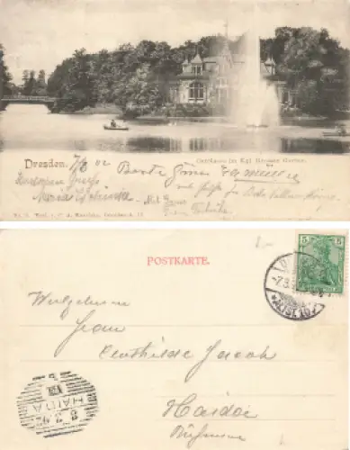 Dresden Carolaschlösschen Großer Garten o 1902