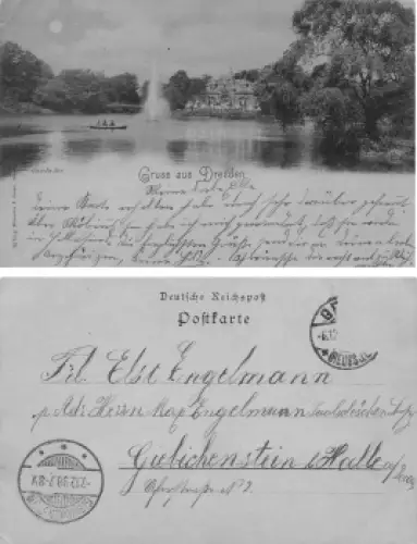 Dresden Carolaschlösschen Großer Garten Mondscheinkarte o 1898