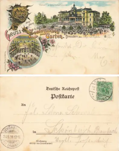 Dresden Zoologischer Garten Litho o 1898