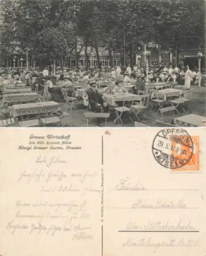 Dresden Grosse Wirtschaft im großen Garten o 1917