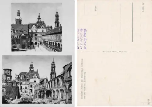 Dresden Stallhof vor und nach der Zerstörung im 2 WK * 1953 Verlag Hunger 327 D