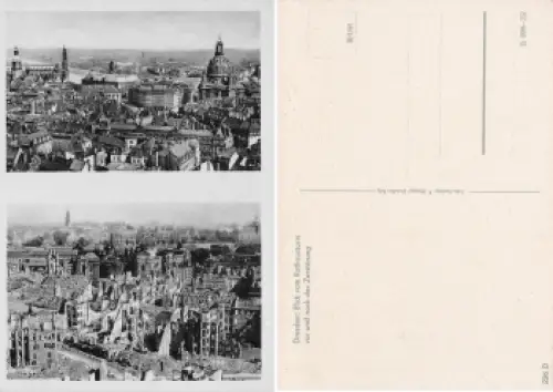 Dresden vom Rathausturm Richtung Frauenkirche vor und nach der Zerstörung im 2 WK * 1953 Verlag Hunger 326 D