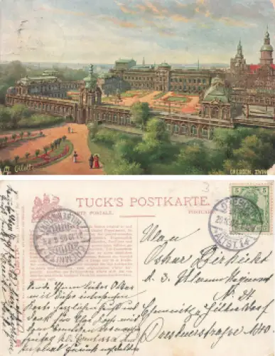 Dresden Zwinger Tucks Oilette Künstlerkarte o 1906