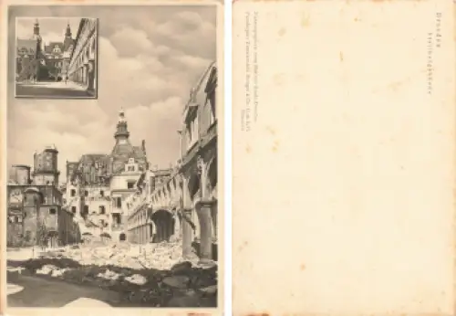 Dresden  Stallhof vor und nach der Zerstörung im 2 WK * 1950 Verlag Stengel