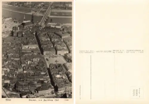 Dresden Luftaufnahme mit Altmarkt * 1950 Verlag Hahn-Foto10288