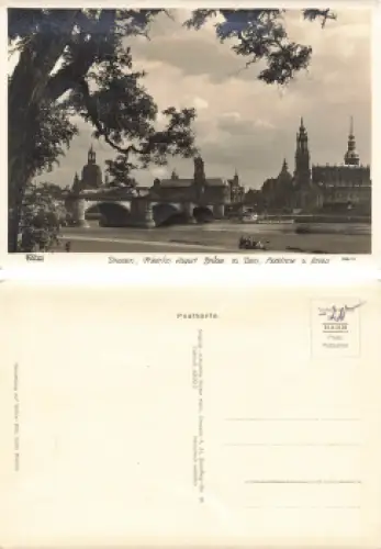 Dresden Friedrich August Brücke mit Dom * um 1940 Verlag Hahn-Foto12611