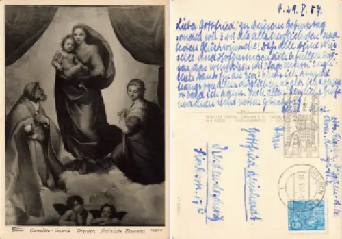 Dresden Gemäldegalerie Raffael Sixtinische Madonna  o 1957 Verlag Hahn-Foto13597