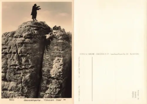 Elbsandsteingebirge Mönchstein Gipfel Kletterfelsen * 1963 Verlag Hahn-Foto302