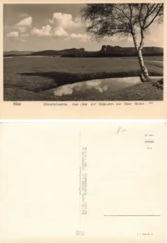 Elbsandsteingebirge mit Falkenstein und hoher Torstein * 1967 Verlag Hahn-Foto1040