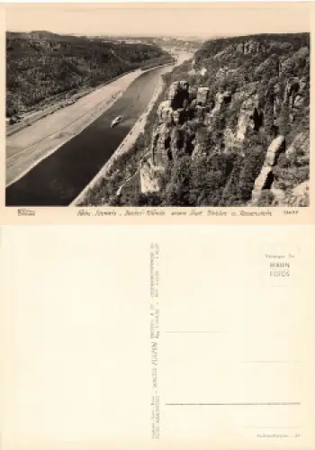 Sächsische Schweiz Bastei Wände gegen Wehlen * 1950 Verlag Hahn-Foto13477
