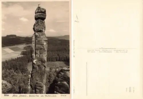 Sächsische Schweiz Barbarine am Pfaffenstein Kletterfelsen * 1959 Verlag Hahn-Foto13468