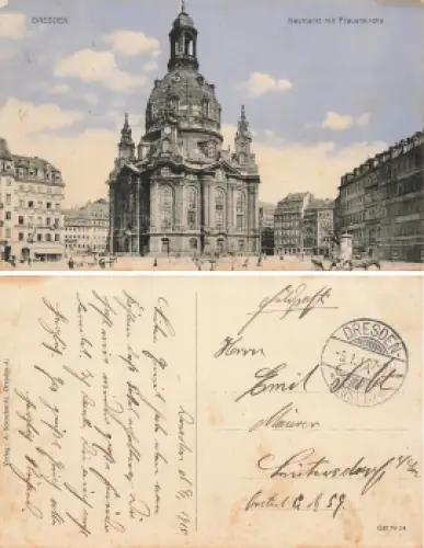 Dresden Neumarkt mit Frauenkirche o 1915