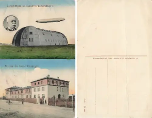 Kaditz Dresden Zeppelinhalle Luftschiff Baracke der Funker Compagnie * um 1915