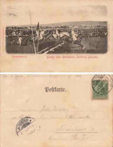 Seidnitz Dresden Rennplatz Pferderennen Hürdensprung o 1900