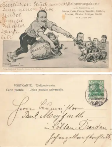 Dresden Einbezirkung von Löbtau Cotta Plauen Nausslitz Wölfnitz Trachau Mickten Uebigau Kaditz o 1902