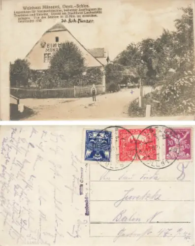 Weinhaus Münzerei Oesterreichisch Schlesien am Stadtwald Leobschütz o 1921