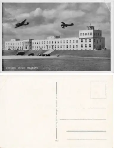 Klotzsche Dresden Flughafen mit Flugzeug * um 1940