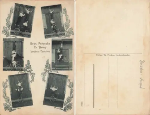 Leuben Dresden Kunstradfahrer Gebrüder Fritzsche Fr. Heiny * um 1910