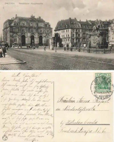 Dresden Neustädter Hauptwache mit Möbel-Magazin R. Mehnert o 1911