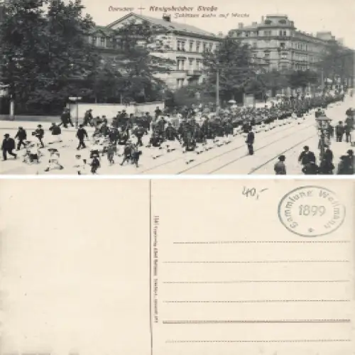 Dresden Neustadt Königsbrücker Straße Schützen ziehn auf Wache * um 1910