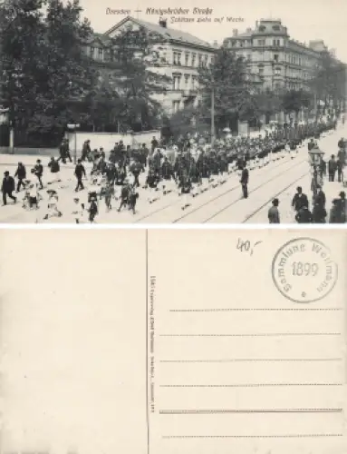 Dresden Neustadt Königsbrücker Straße Schützen ziehn auf Wache * um 1910