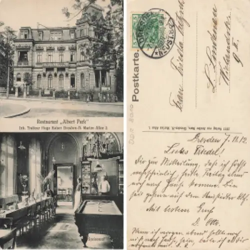 Albertstadt Dresden Restaurant Albert Park Marien Allee 2 Hugo Kaiser o 1912