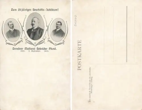 Dresden Neustadt Molkerei Gebrüder Pfund 25 jähriges Geschäfts-Jubiläum * 1905