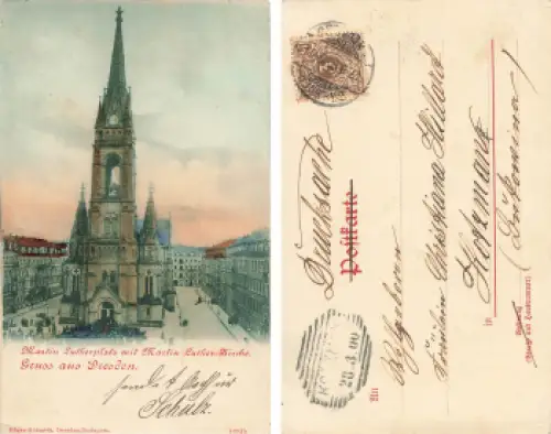 Dresden Neustadt Martin Lutherplatz mit Kirche o 1900