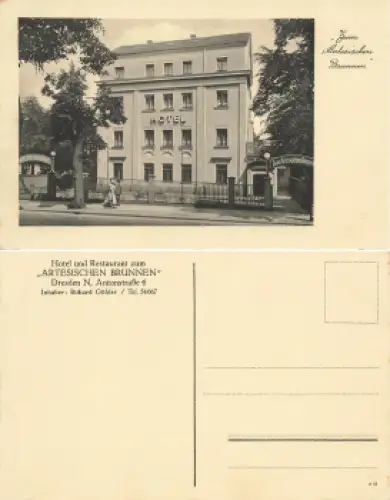 Dresden Neustadt Antonstraße 4 Hotel "zum Artesischen Brunnen" Richard Göhler * um 1930
