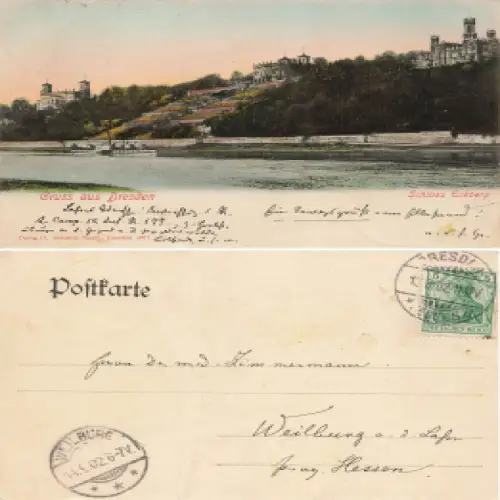 Loschwitz Dresden Elbschlösser Schloss Eckberg o 1902