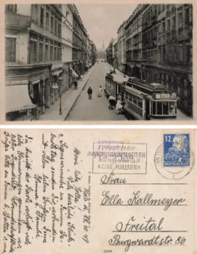 Dresden Neustadt Alaunstraße mit Strassenbahn Linie 14 o 1949