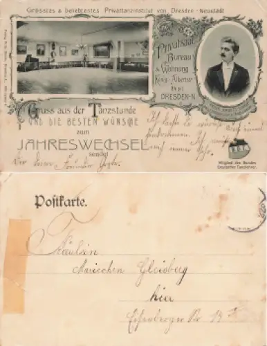 Dresden Neustadt König Albertstraße Tanzschule Peter Jerwitz gebraucht um 1900
