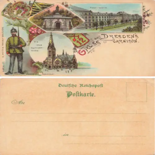 Albertstadt Dresden Pionier Kaserne 12. Bataillon Litho * um 1900