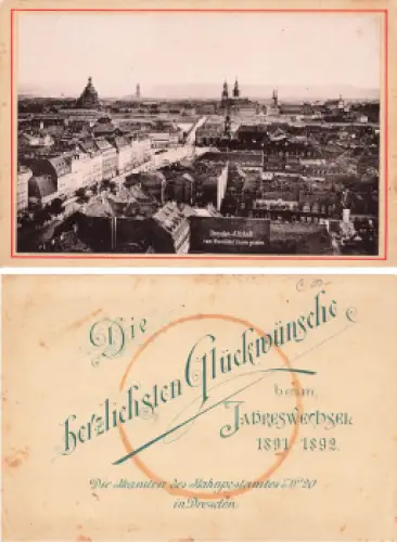 Dresden Neustadt Kabinett Foto zum Jahreswechsel 1891-1892
