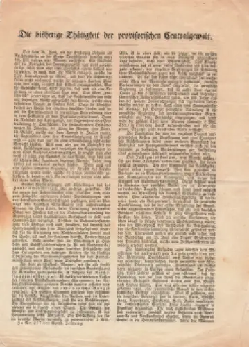 Flugblatt zur provisorischen Centralgewalt um 1848