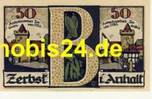 39261 Zerbst Notgeld 50 Pfennige 1921