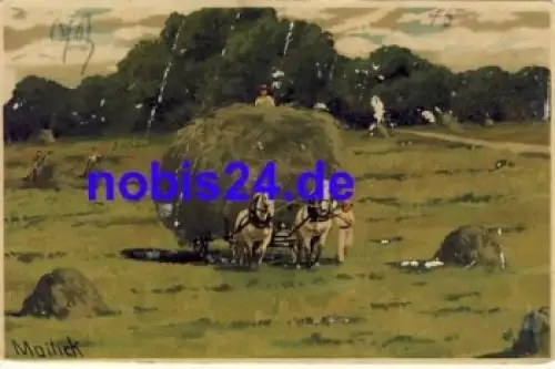 Heuwagen Künstlerkarte  Mailick Nr.5256/6  *ca.1900